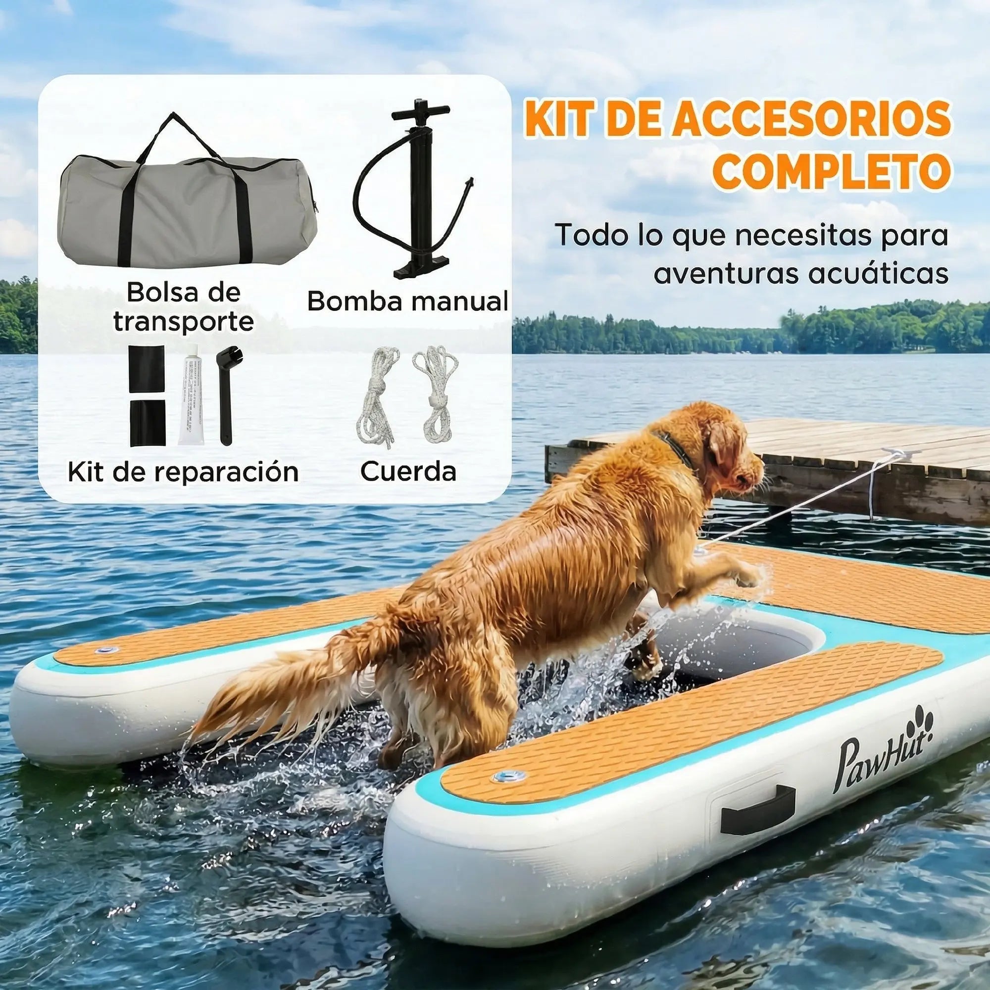 Rampe gonflable chien repliée dans son sac compact