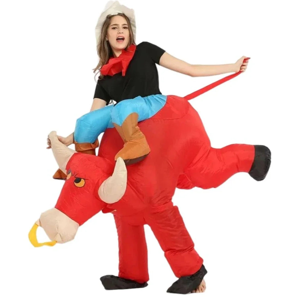 Costume gonflable cowboy taureau adulte vue de face