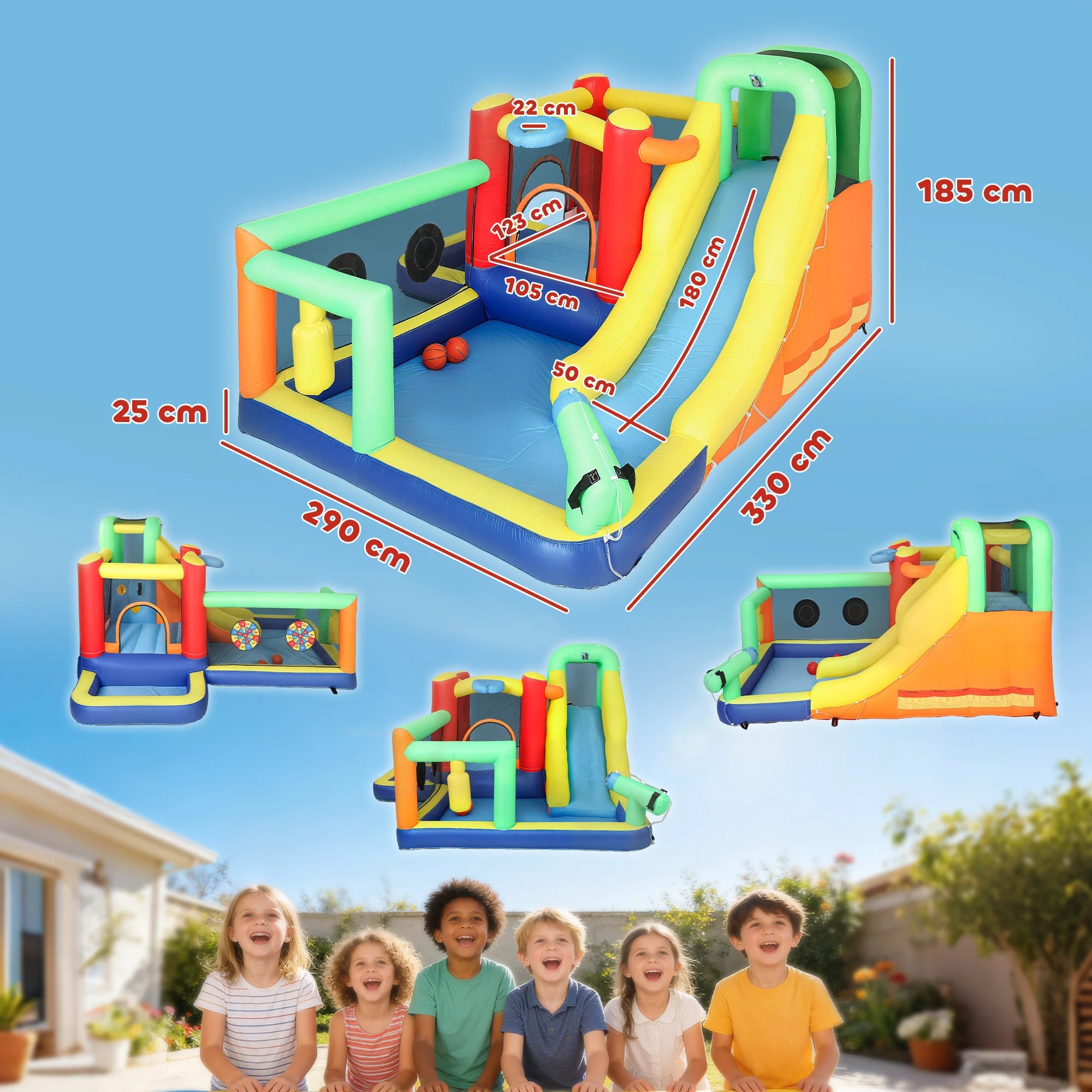 Toboggan et piscines du château gonflable 9 activités