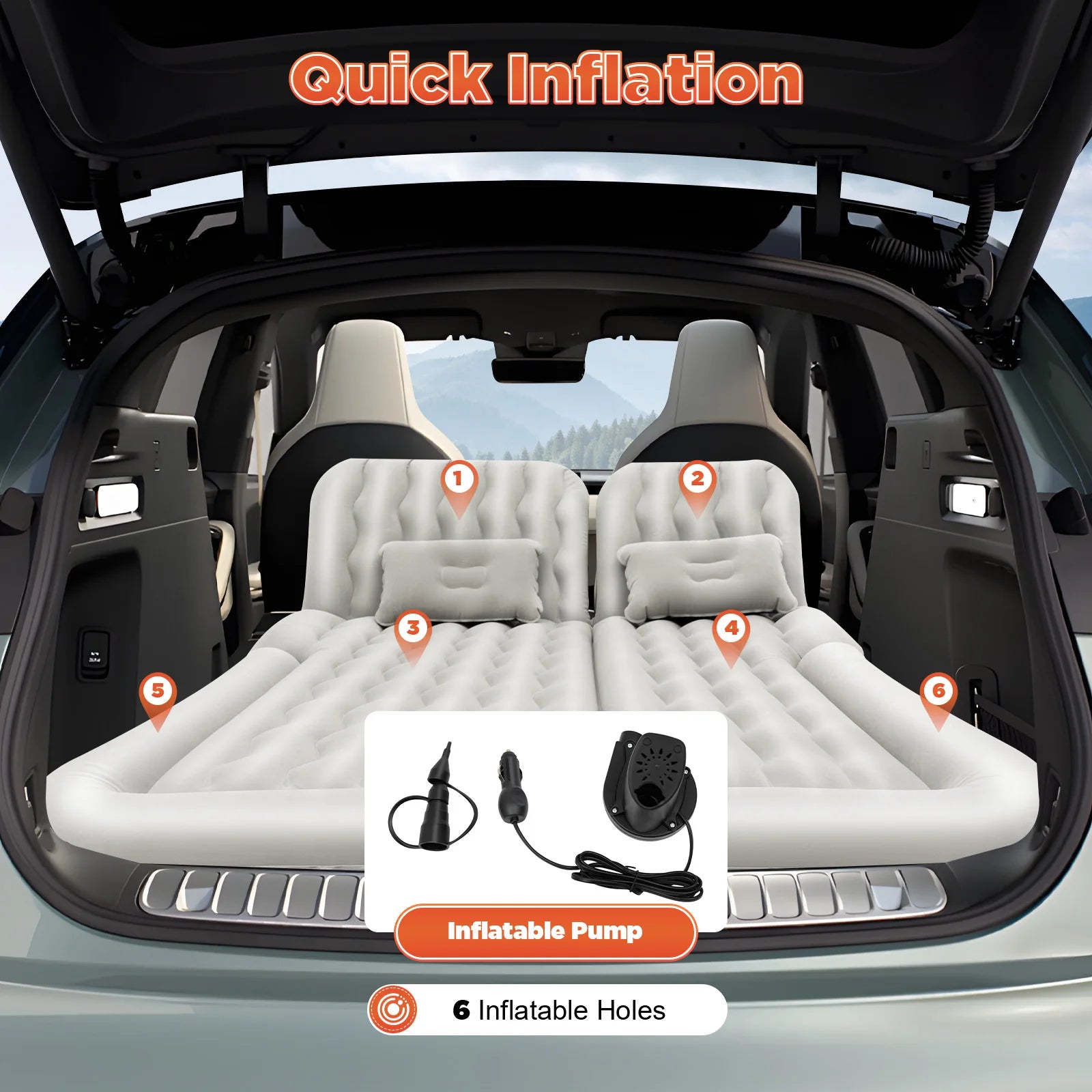 Matelas gonflable SUV coffre universel installé dans le coffre d'une voiture