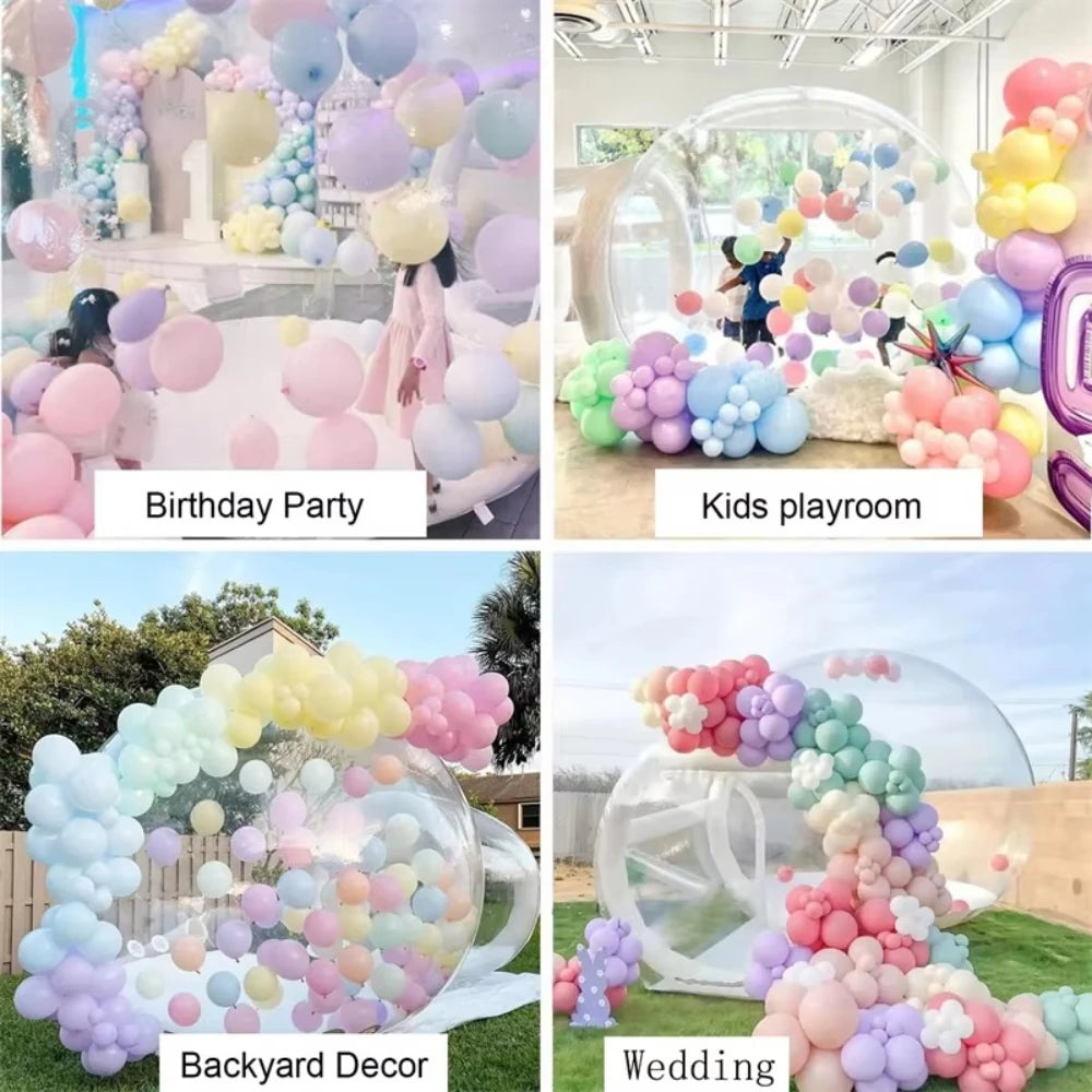 Bulle gonflable transparente pour baby shower en jardin