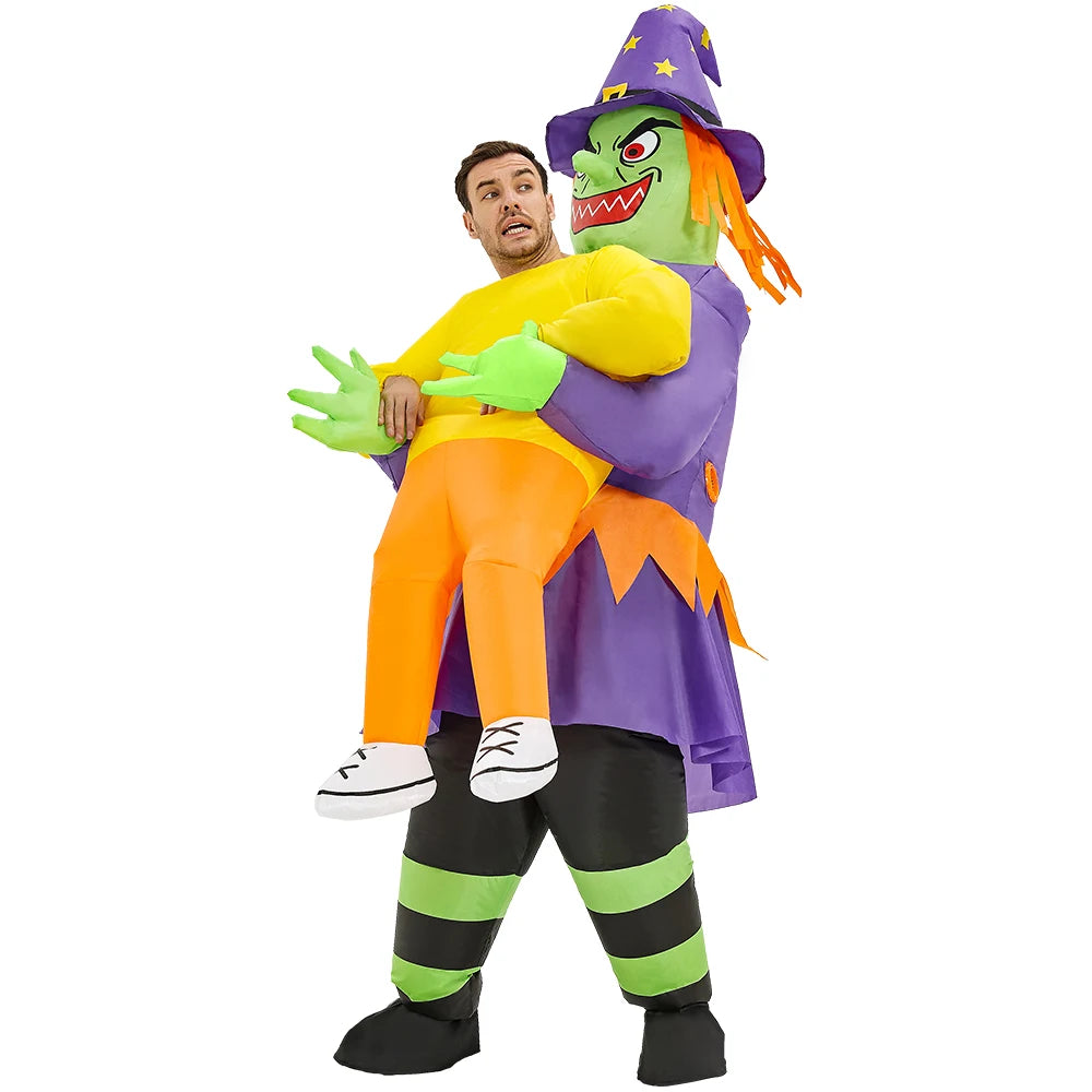 Costume gonflable sorcière maléfique adulte Halloween vue de face