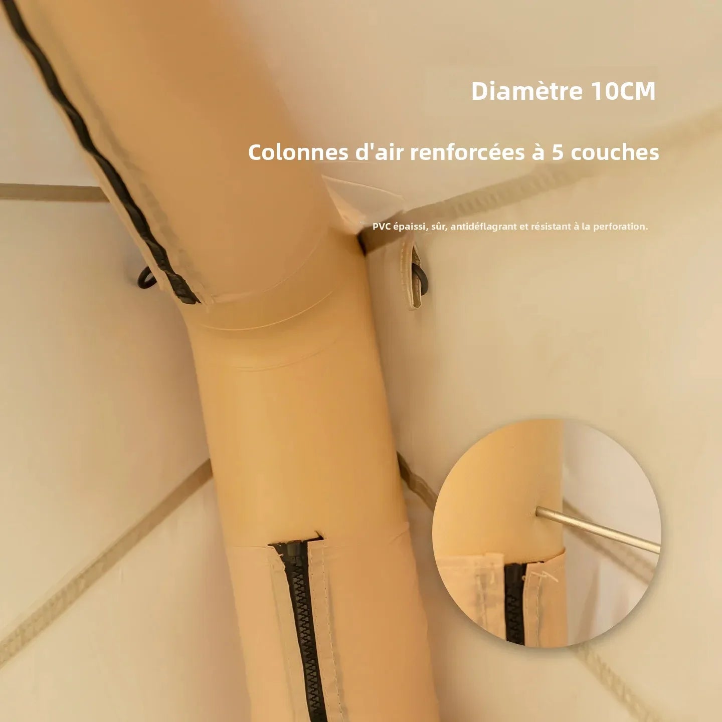 Intérieur spacieux de la tente gonflable dôme