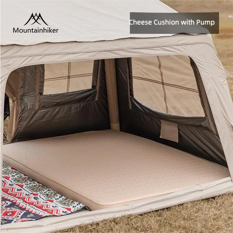 Tapis gonflable portable configuration double beige