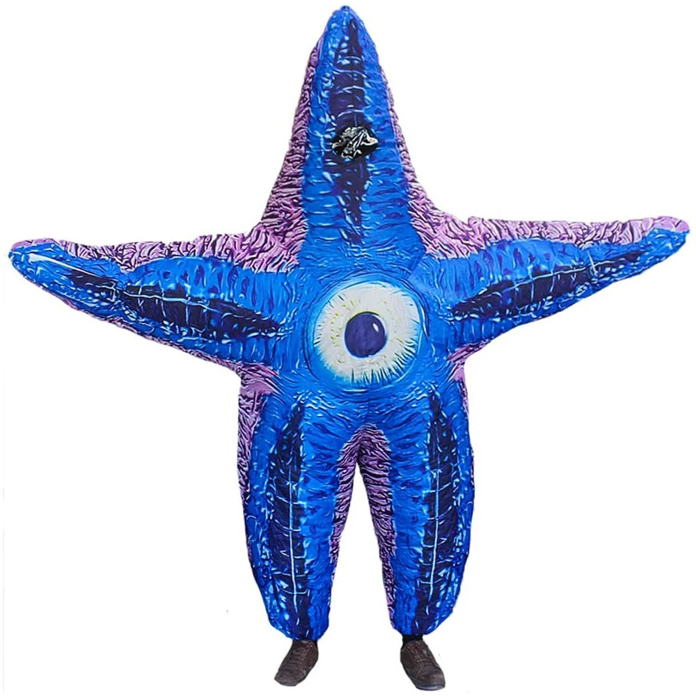 Costume gonflable étoile de mer bleue adulte de face
