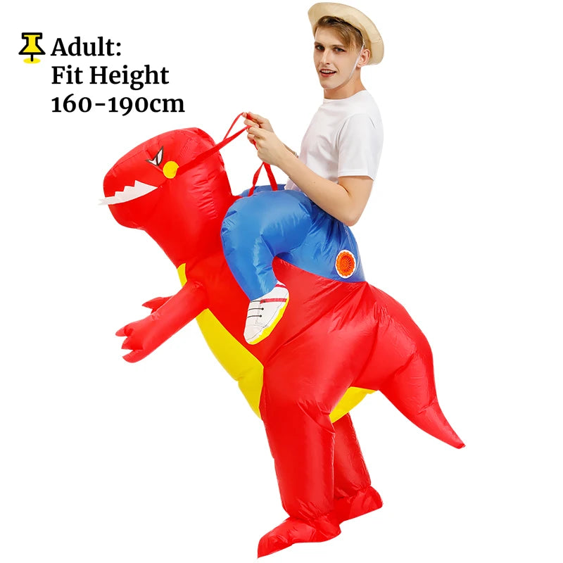 Costume gonflable dinosaure ride-on, vue de dos