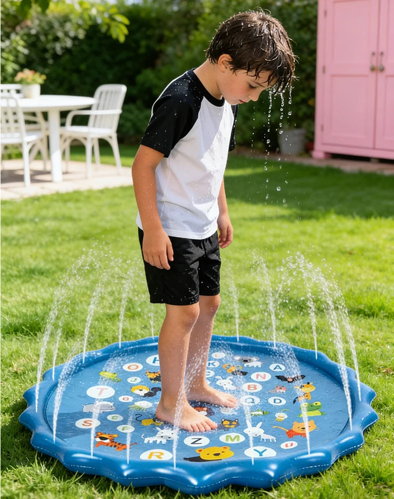 Tapis arrosage gonflable alphabet connexion tuyau détail