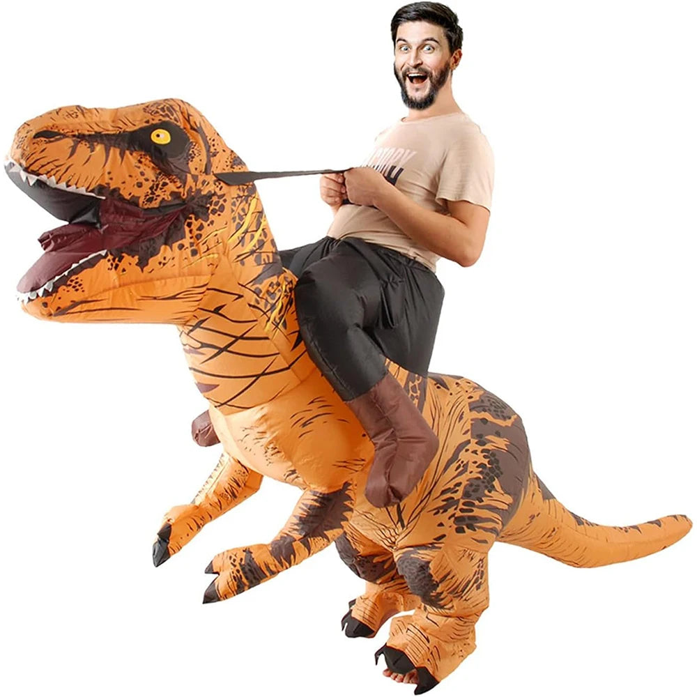 Costume gonflable T-Rex à enfourcher adulte de face