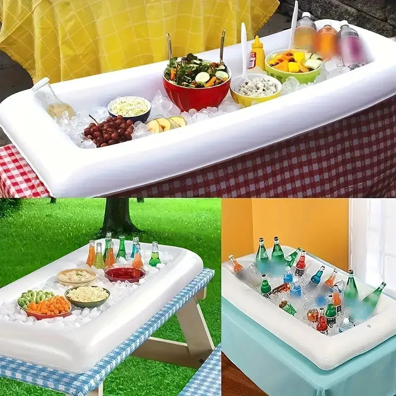Plateau buffet gonflable rangé et dégonflé, facile à transporter