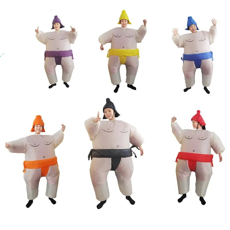 Costume gonflable sumo rouge adulte, vue de face