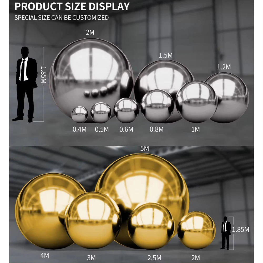 Boule à miroir gonflable posée au sol lors d'un mariage