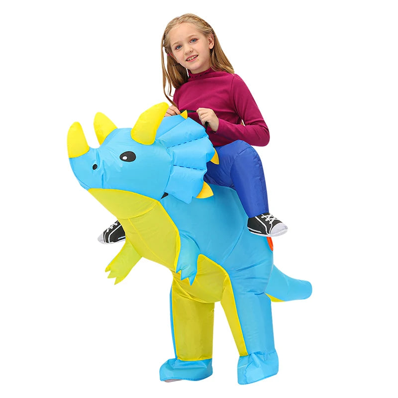 Déguisement gonflable dino enfant comparaison tailles