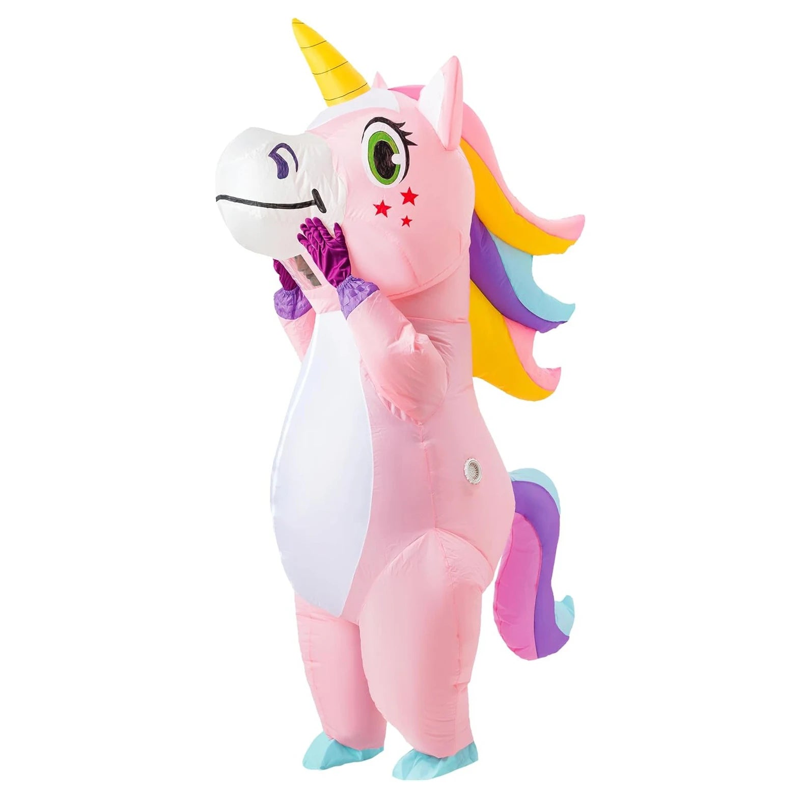 Détail du costume gonflable licorne en polyester