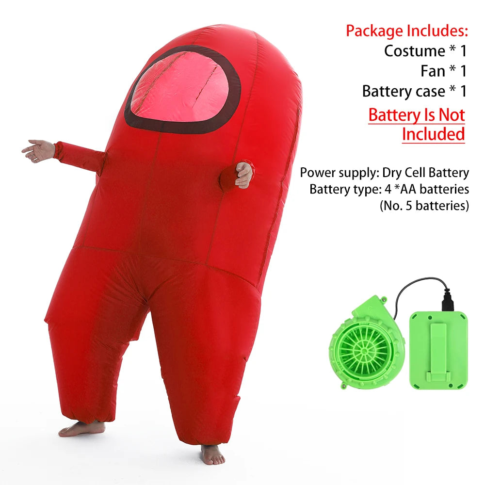 Détail costume gonflable astronaute ventilateur et piles