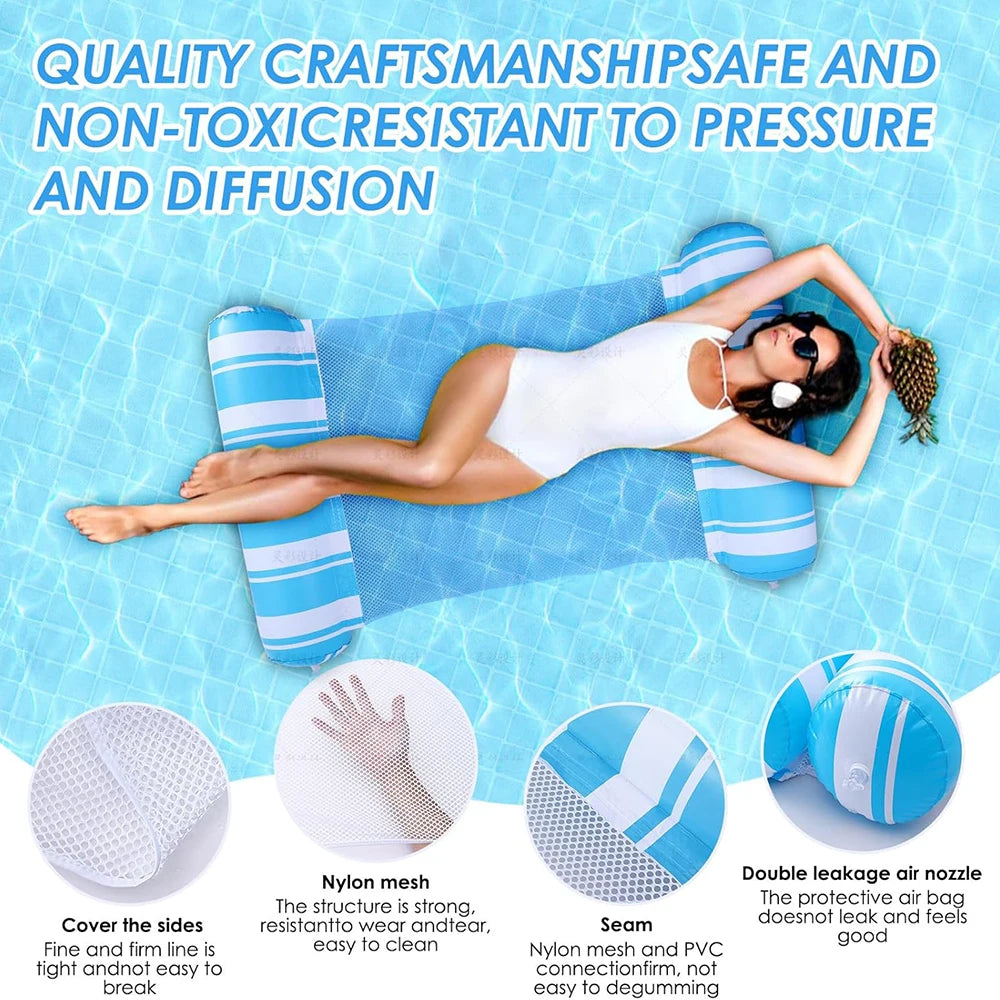 Chaise longue gonflable flottante bleu foncé piscine