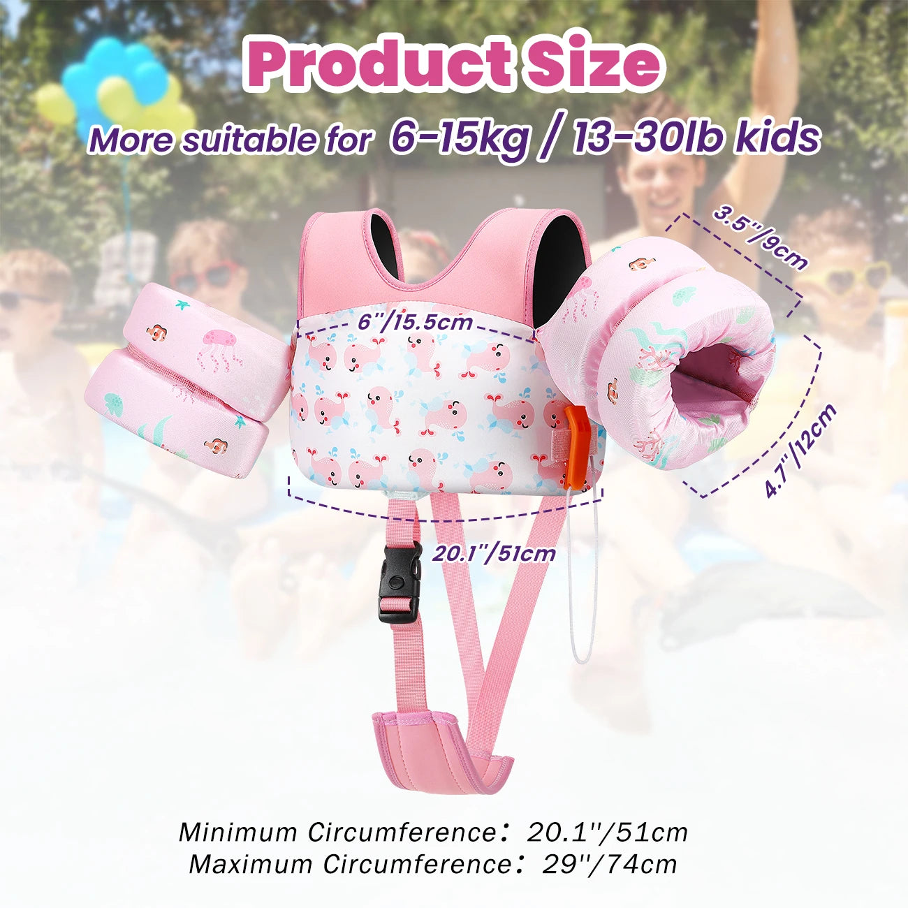 Gilet de flottaison pour tout-petits présenté à plat