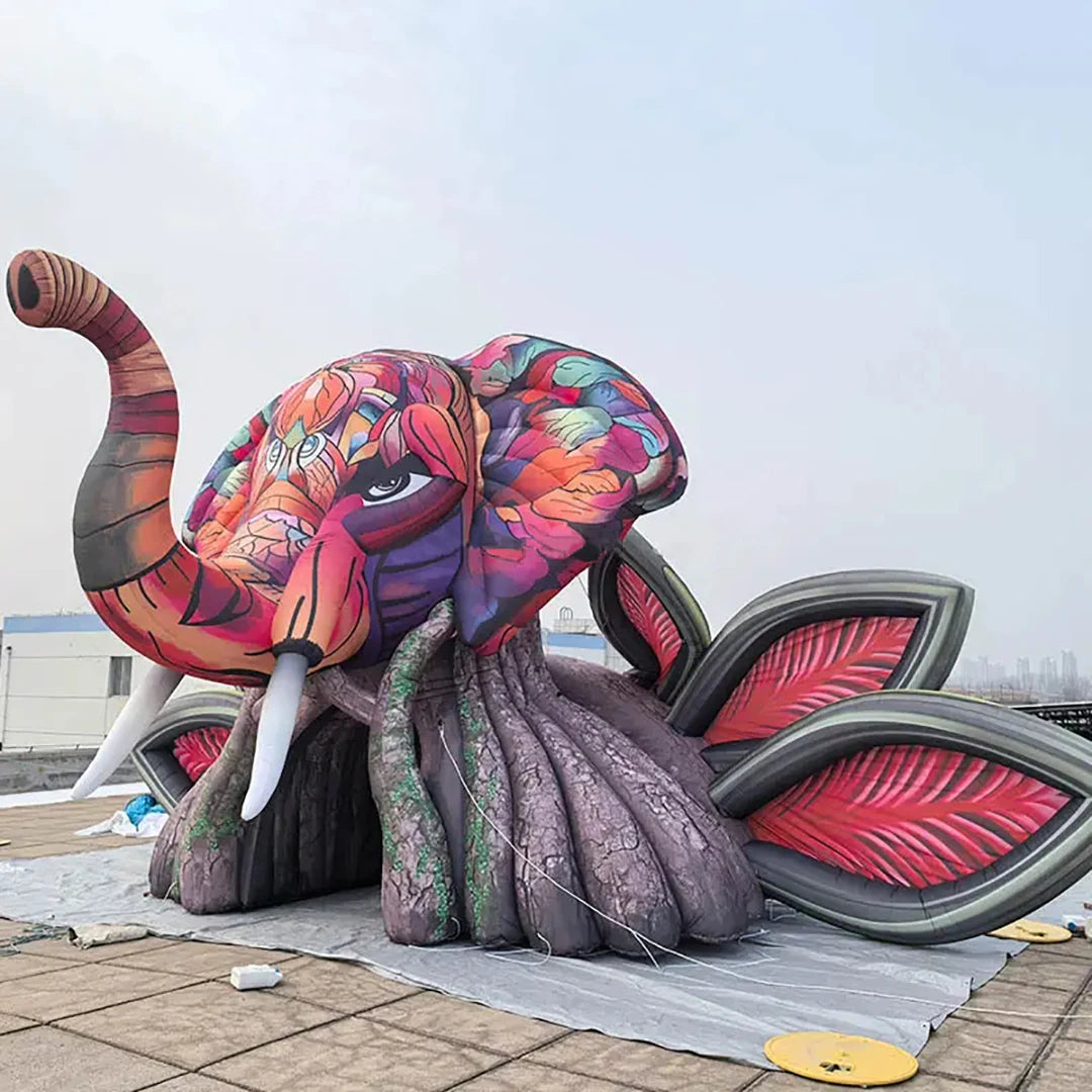 Tente gonflable scène éléphant utilisée en décoration de bar