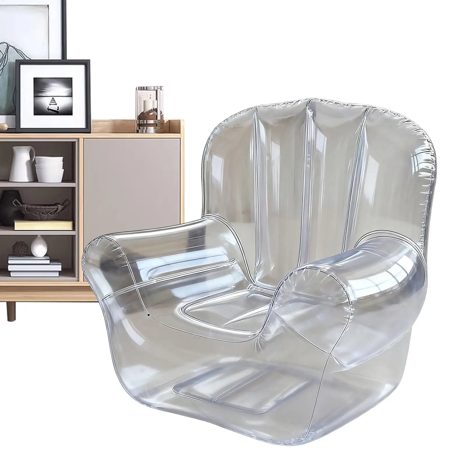 Canapé Gonflable Transparent PVC Épais - vue en situation extérieure