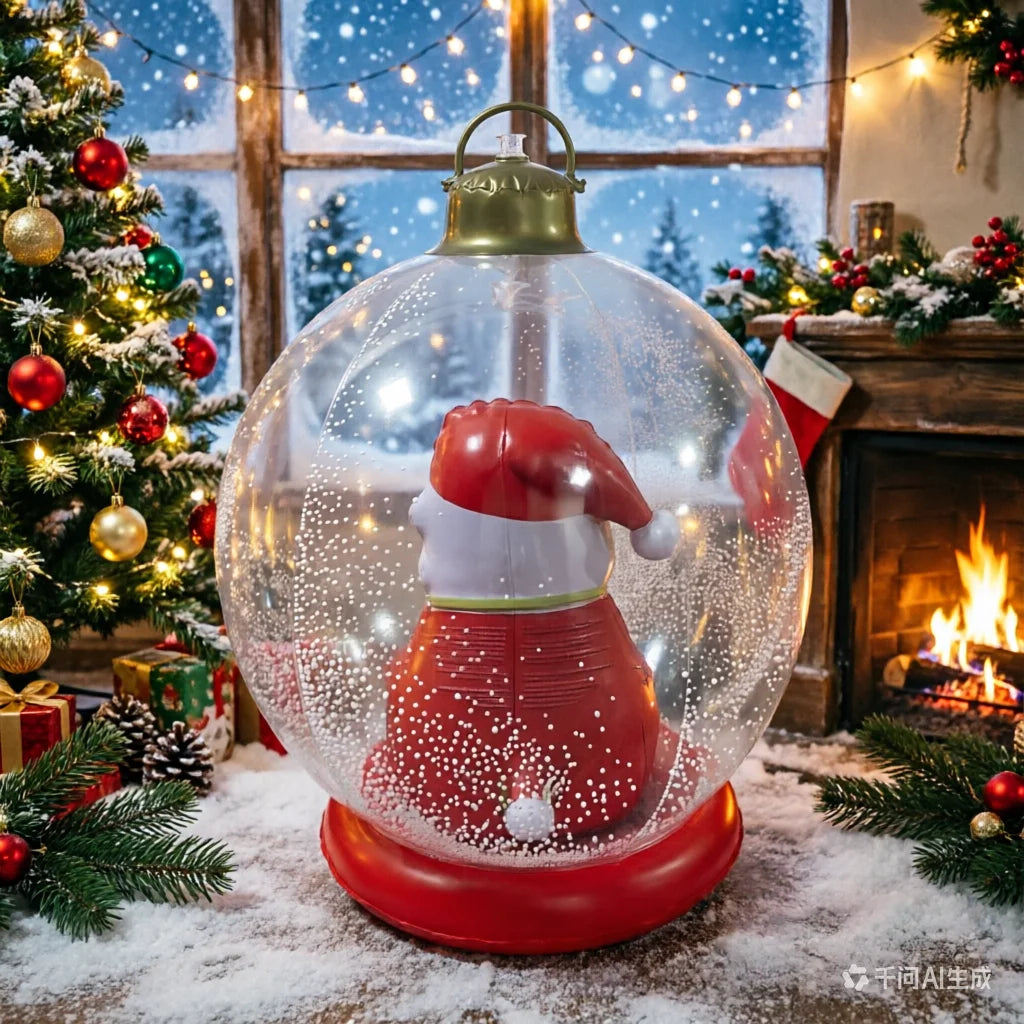 Globe gonflable Noël PVC scintillant avec Père Noël