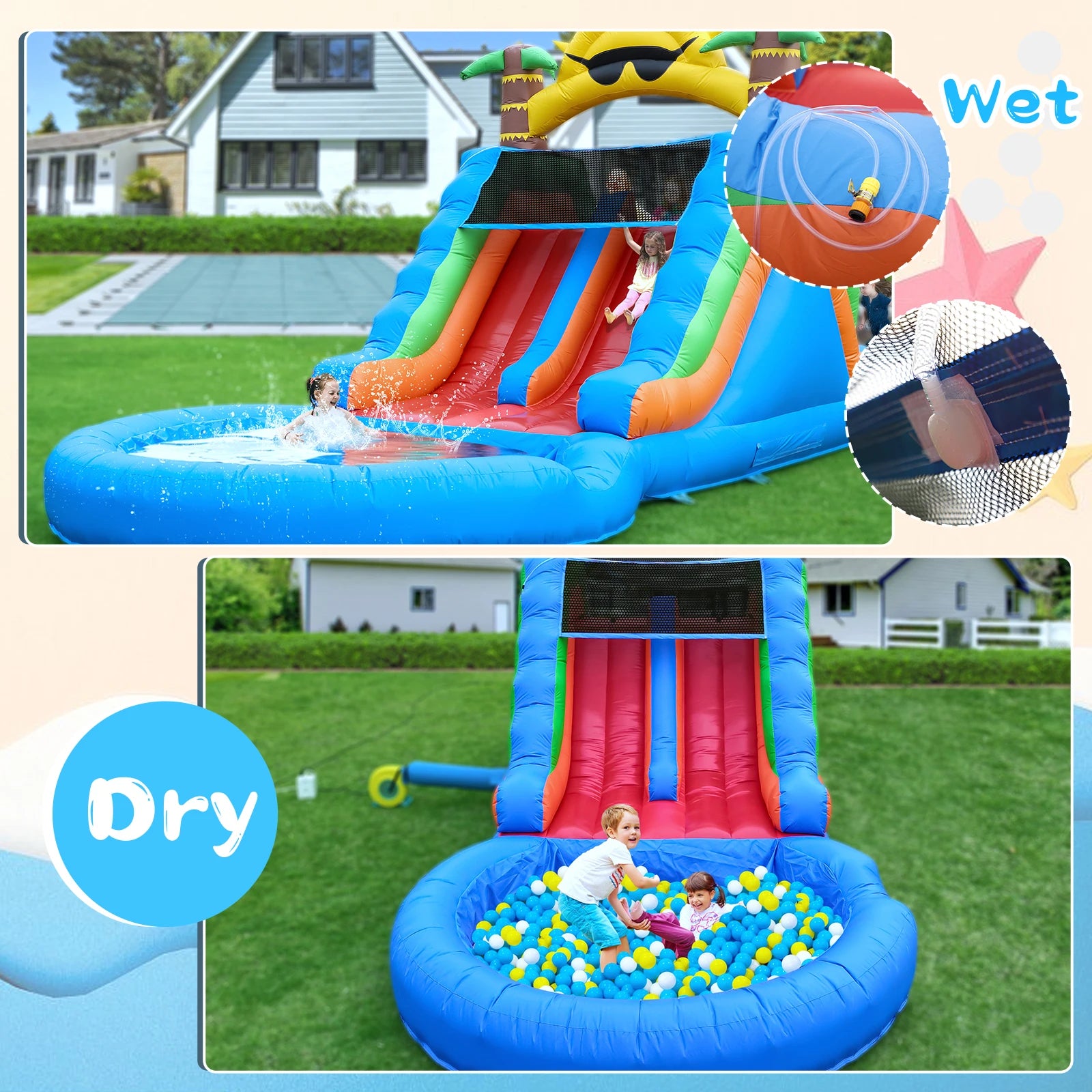 Toboggan aquatique gonflable pour enfants en action