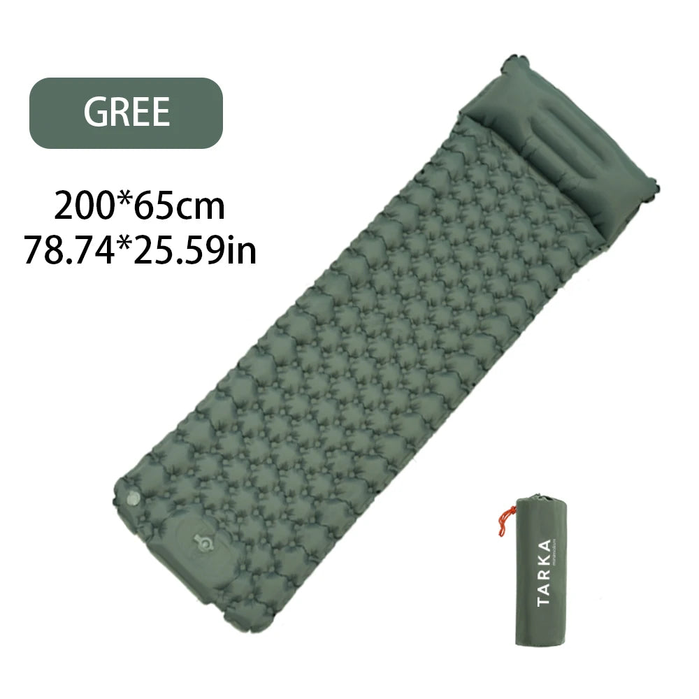 Matelas gonflable coloris gris prêt à l'usage