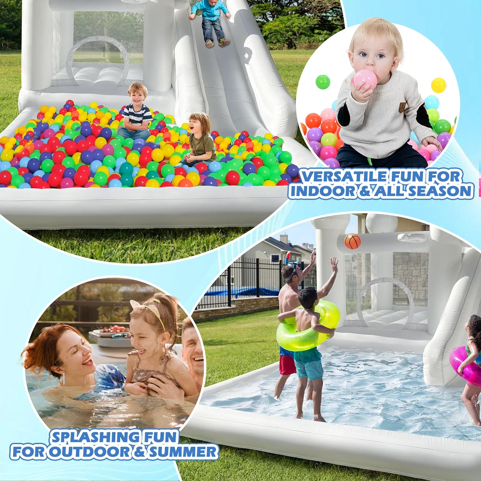Château gonflable avec piscine à balles 4x3x2,6 m