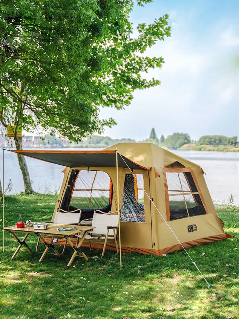 Tente gonflable cabine camping installée en extérieur