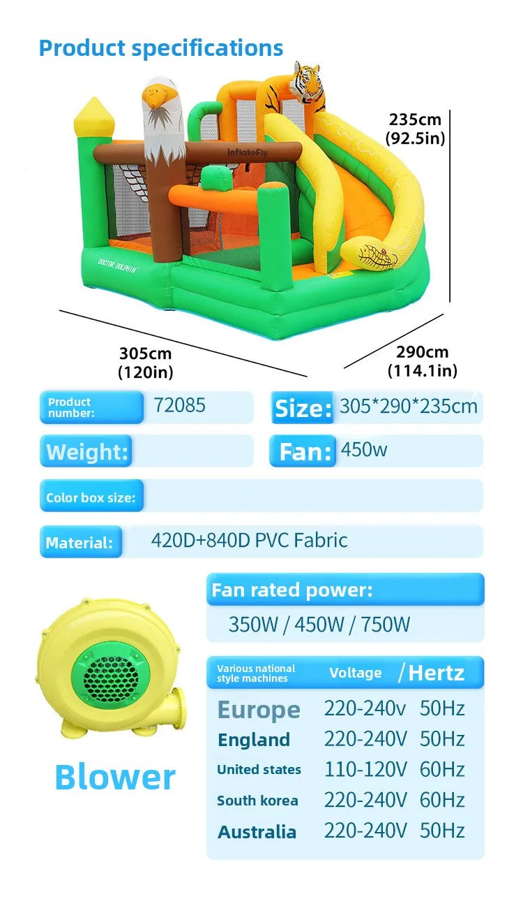 Château gonflable nylon animal enfants anniversaire
