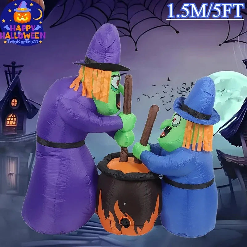 Décoration Halloween gonflable sorcières LED jardin