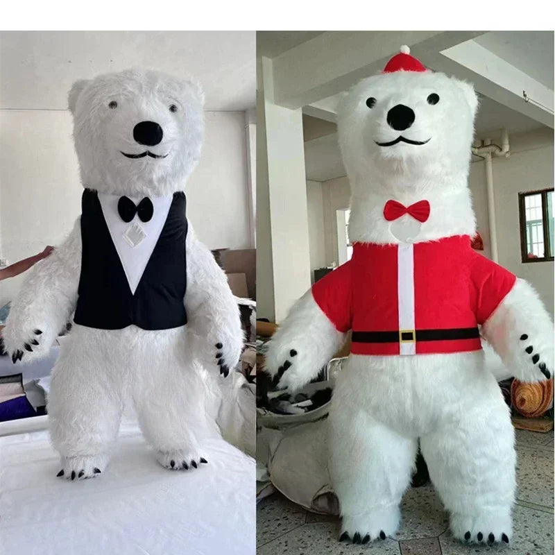 Costume gonflable mascotte ours polaire blanc pour fête de Noël