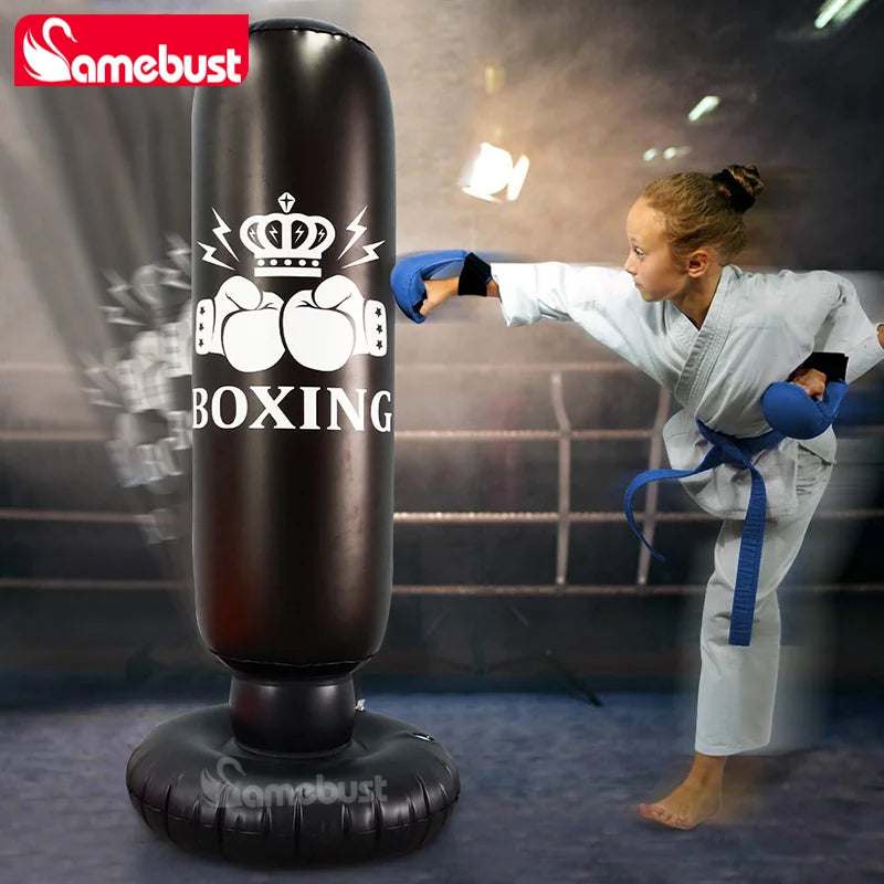 Accessoire gonflable sac de boxe rebond rouge vue de face