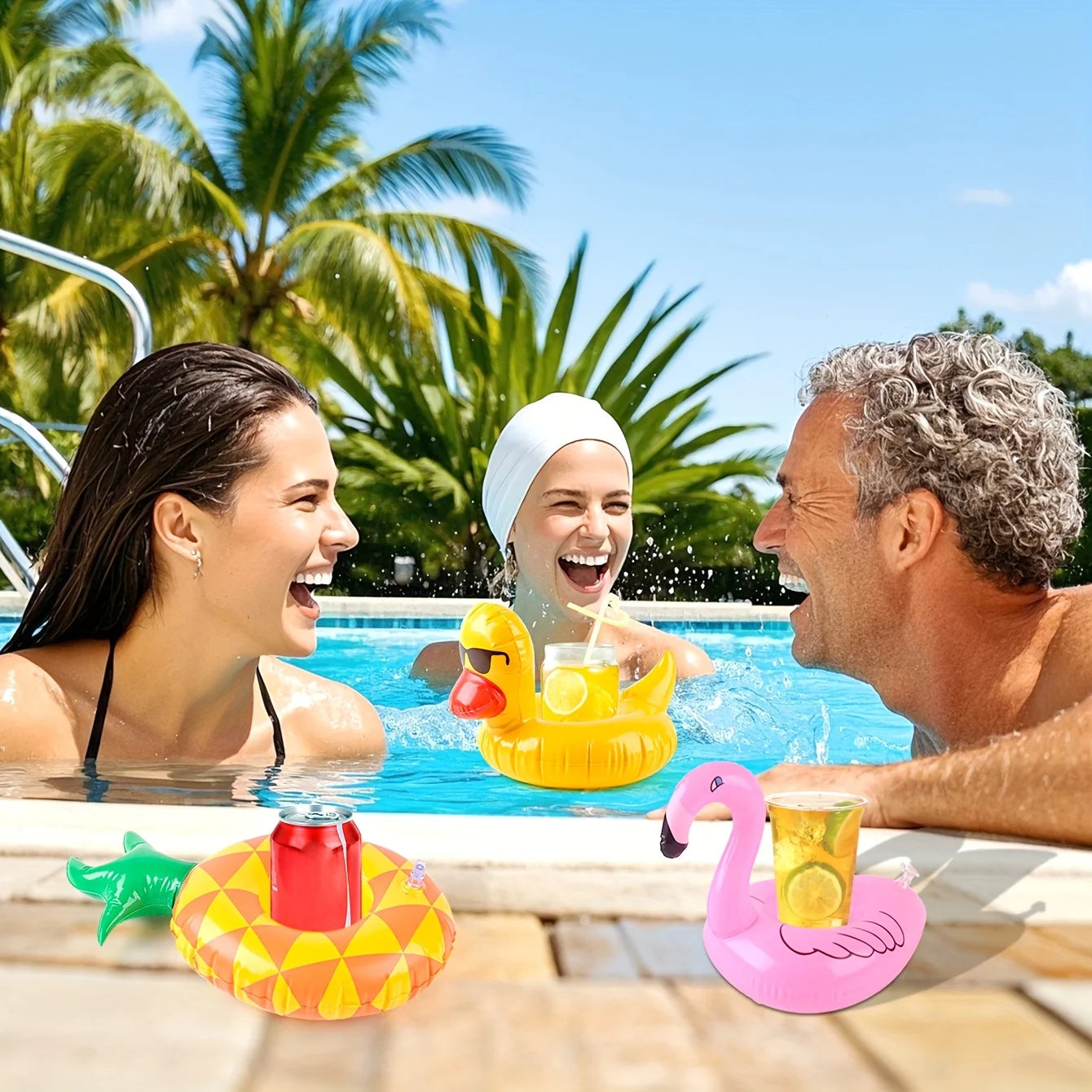 Caddie boissons gonflable flottant piscine 4 pièces
