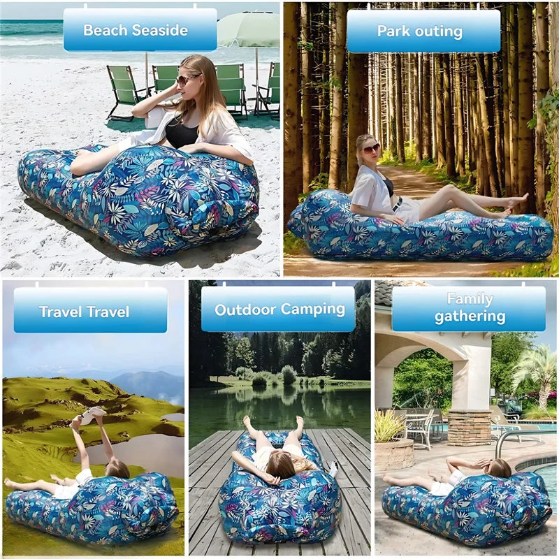 Canapé gonflable noir double couche piscine jardin