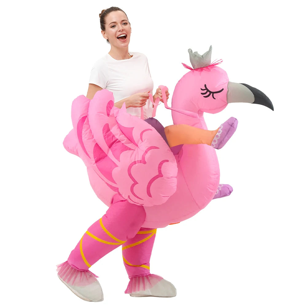Costume gonflable flamant rose en soirée déguisée