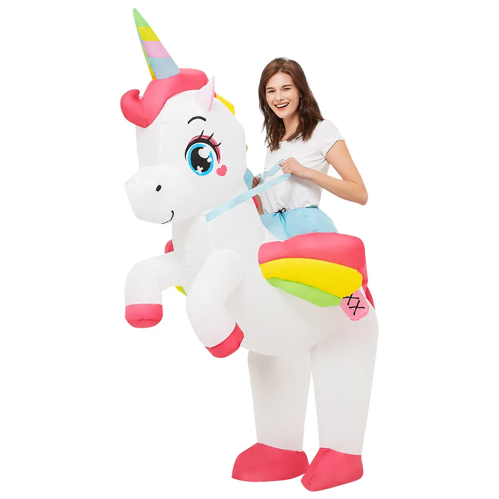 Costume licorne cheval gonflable vue de dos adulte