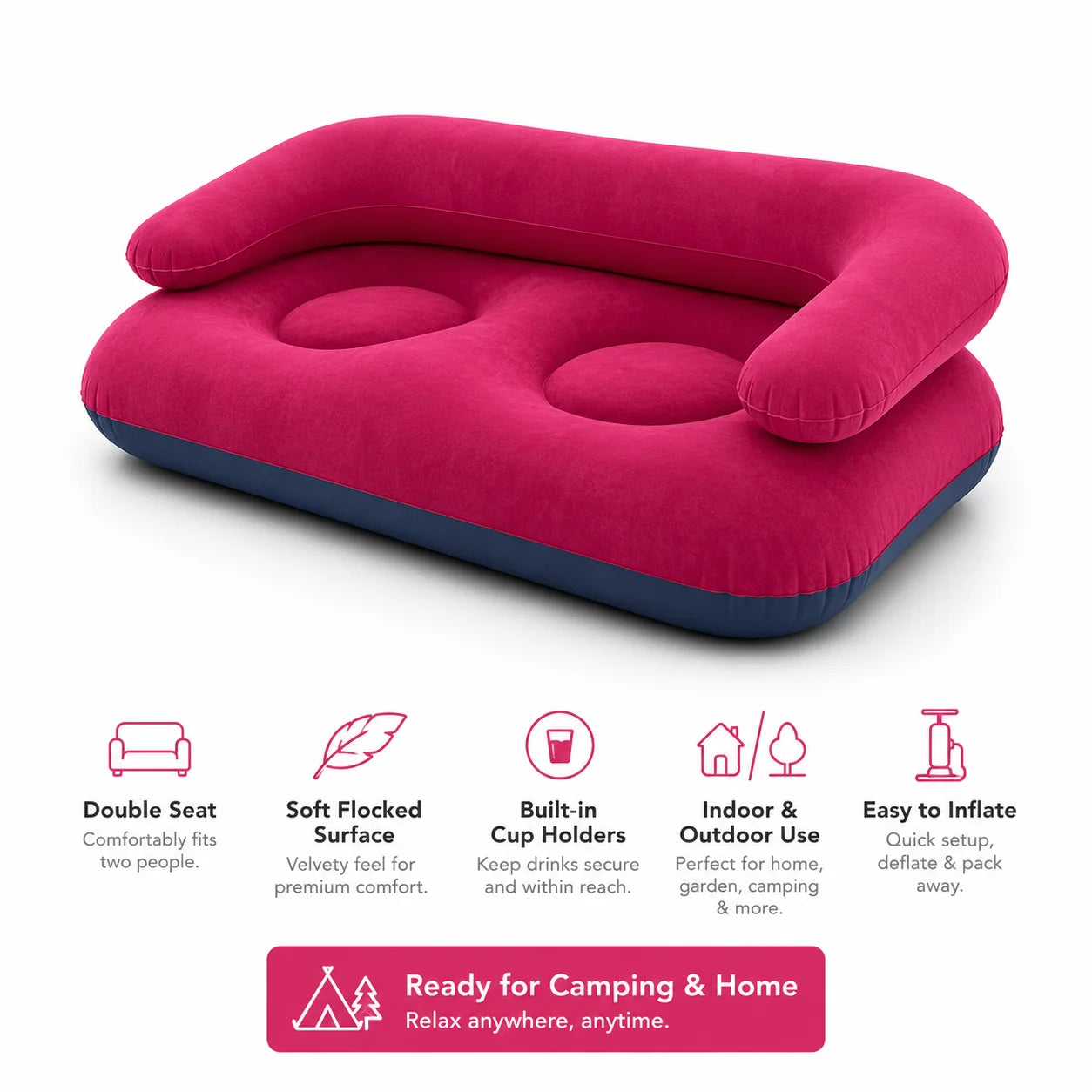 Canapé gonflable double plié pour le rangement