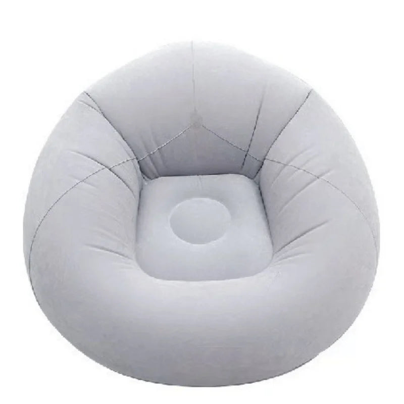 Canape gonflable rond gris pret pour la detente