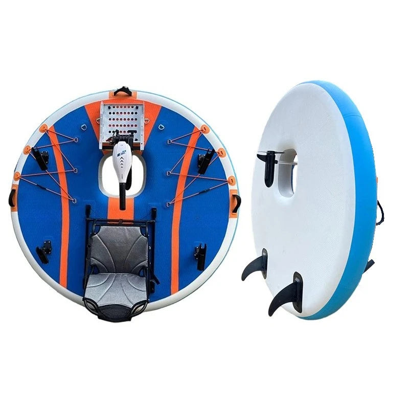 Plateforme flottante gonflable de pêche motorisée coloris bleu
