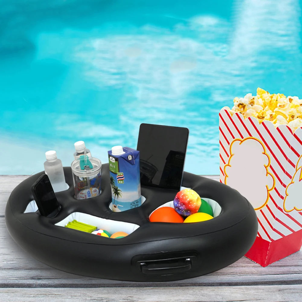 Porte-boissons gonflable flottant à la surface de la piscine