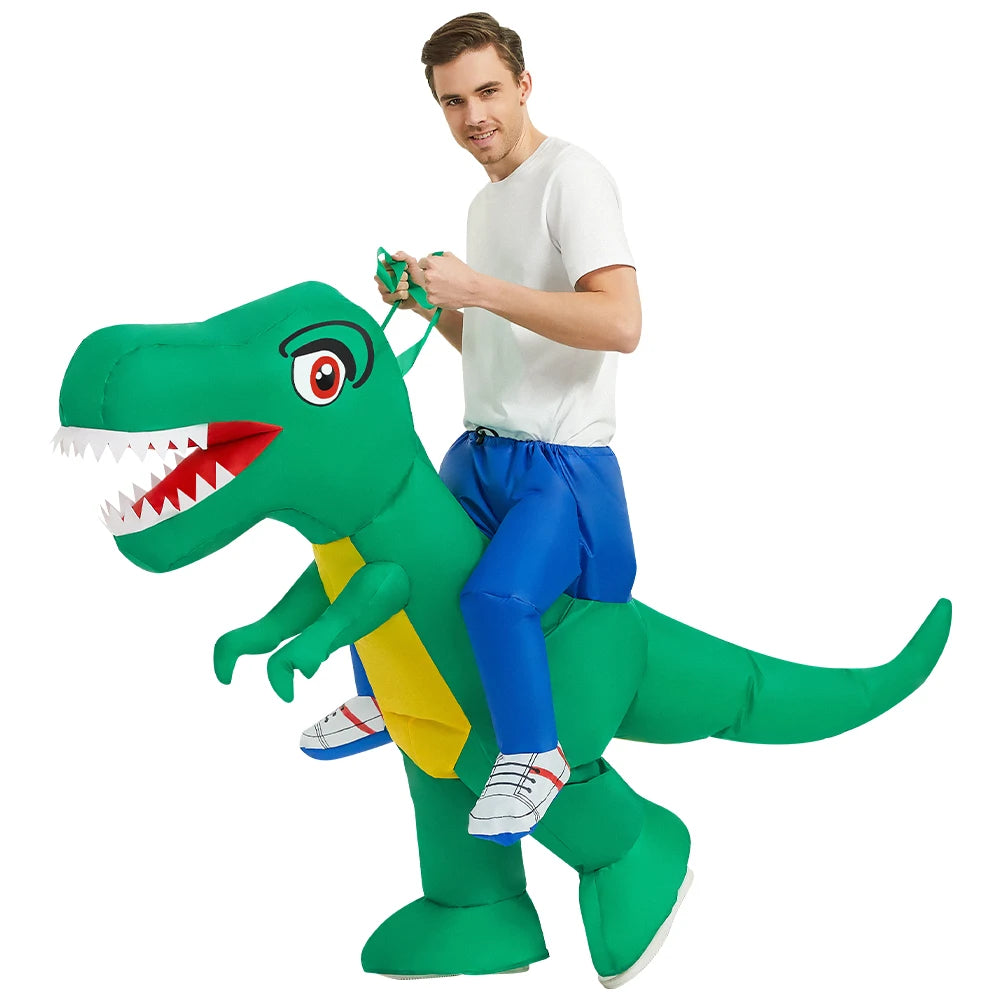 Vue d'ensemble costume T-Rex gonflable adulte polyester