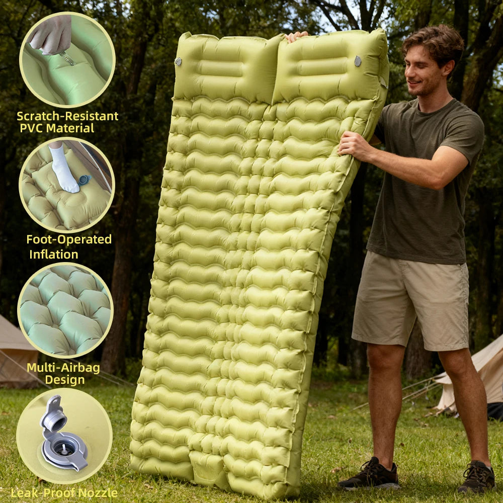 Matelas gonflable camping double ultraléger oreiller intégré