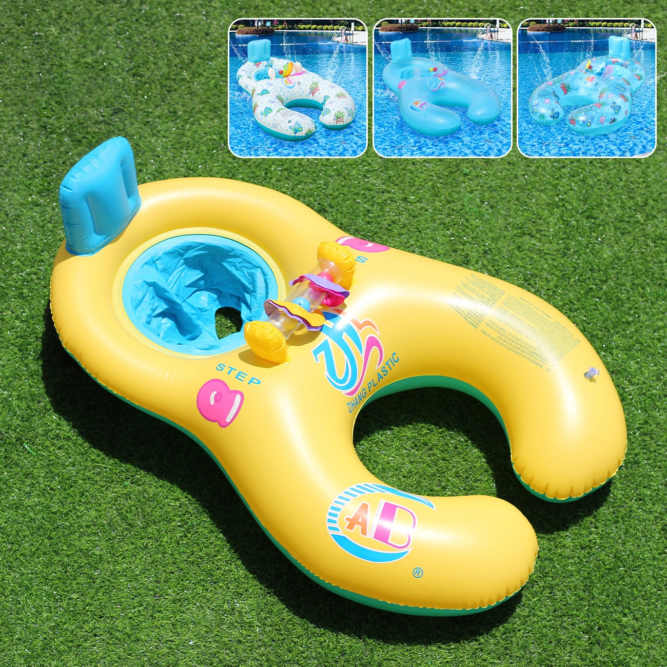 Flotteur gonflable 2 places piscine vue de dessus