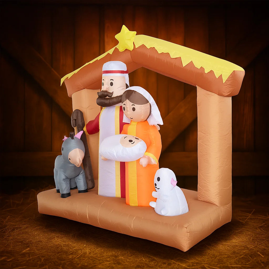 Sainte famille gonflable LED nuit Noël extérieur
