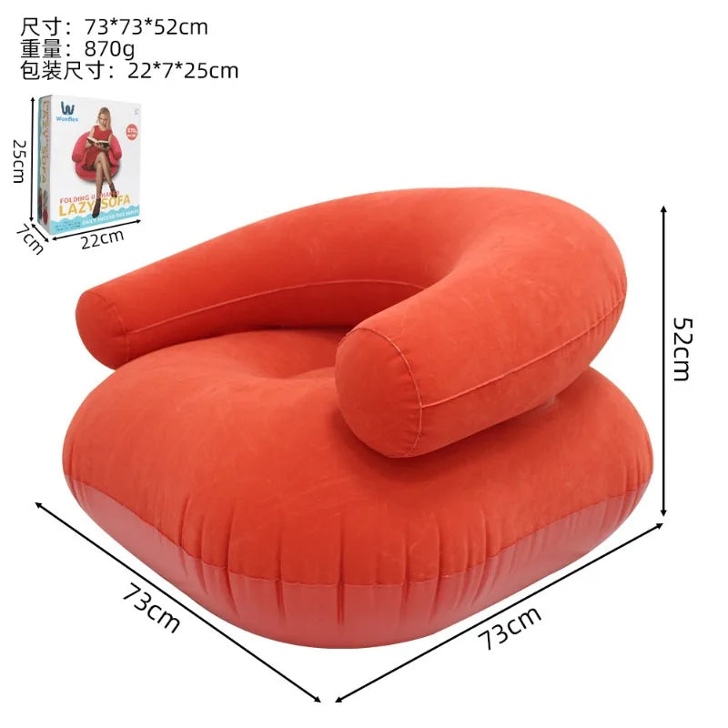 Fauteuil gonflable kaki résistant en PVC, vue latérale