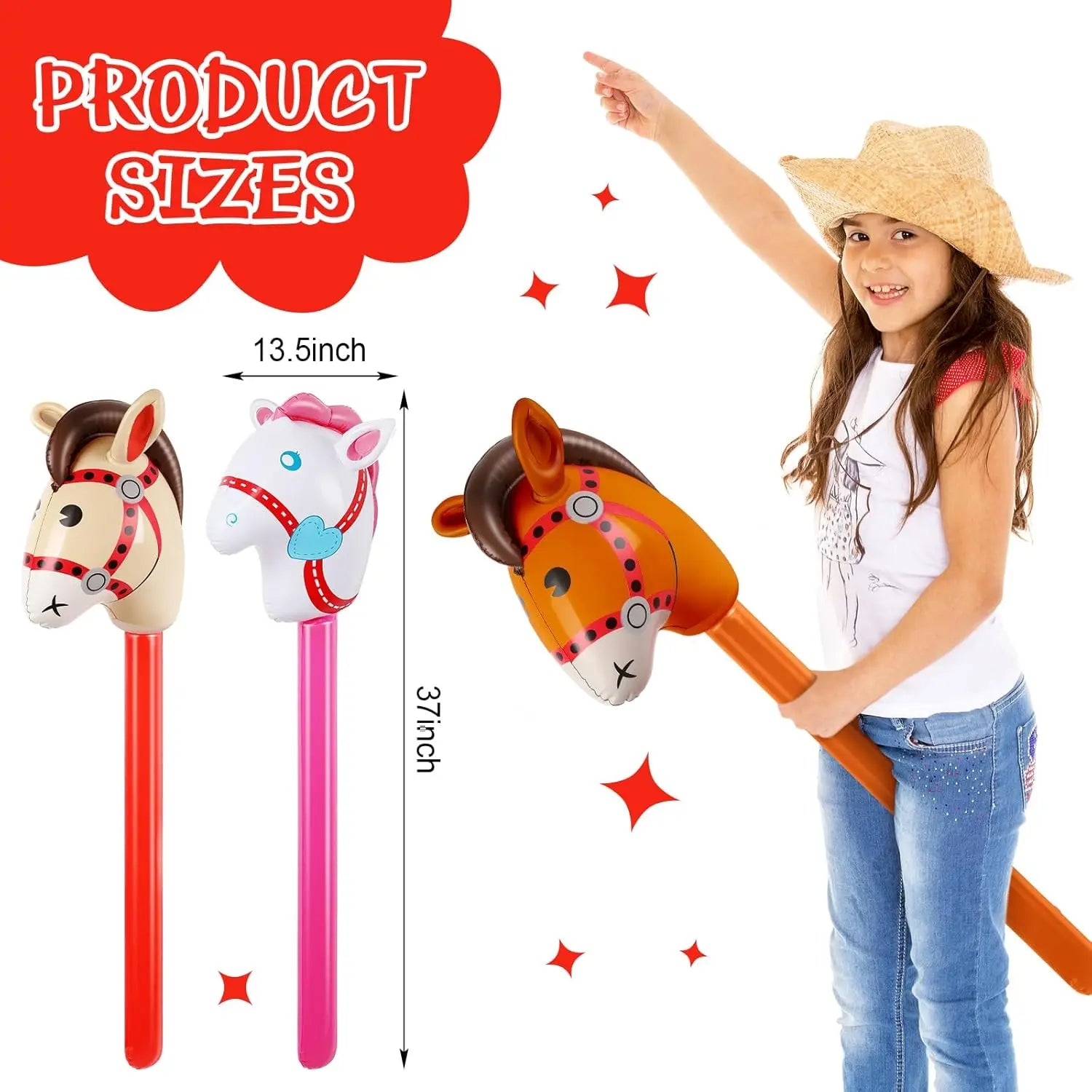 Costume gonflable tête de cheval rouge pour fête cowboy