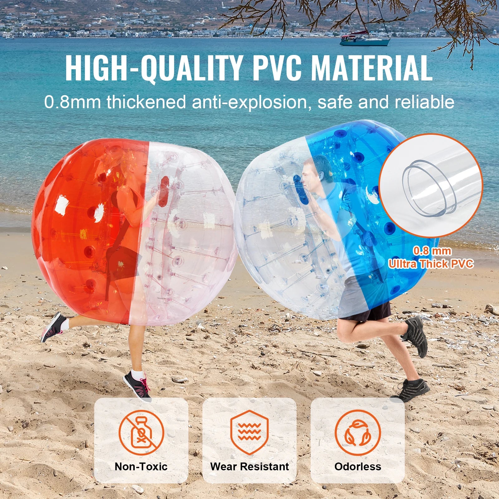 Zorb ball gonflable transparent 1,5 m bumper ball lot de 2