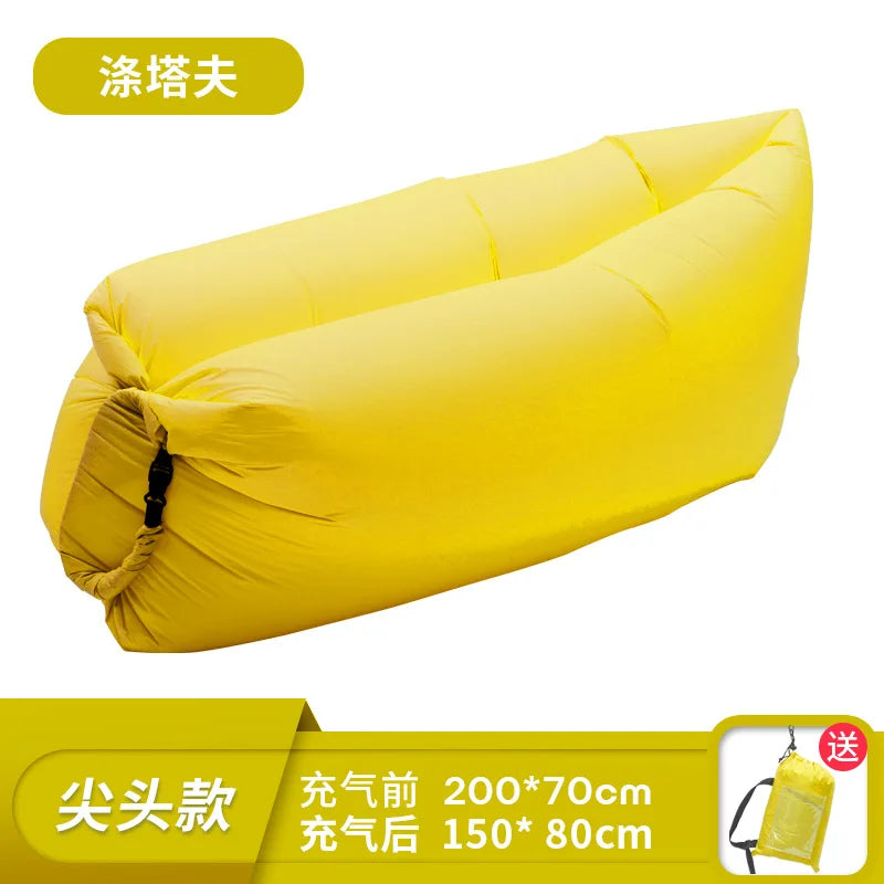 Canapé Gonflable Pliable Imperméable Voyage - vue panoramique en extérieur