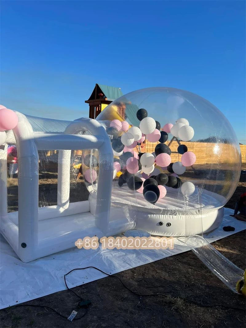 Bulle gonflable transparente blanche adaptée aux adultes et enfants