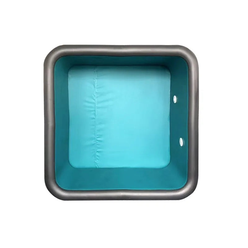 Piscine gonflable carrée 2m installée au jardin