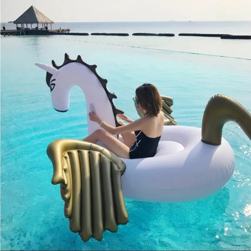 Bouée gonflable pégase géant or piscine matelas flottant